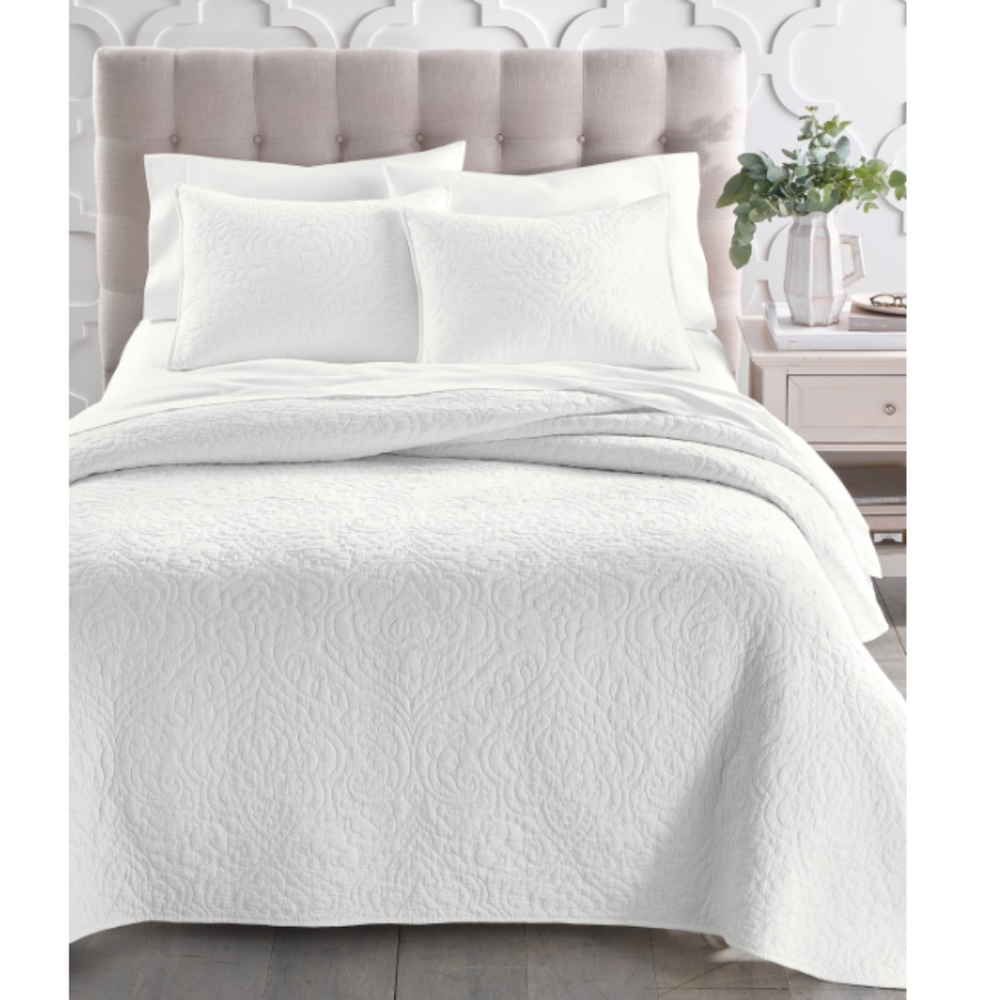 Charter Club Sculpted Paisley Embroidered Cotton Quilt, King, Exclusively